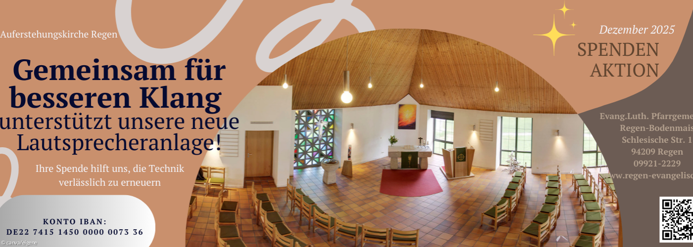 Spendenaufruf mit Innenaufnahme Auferstehungskirche