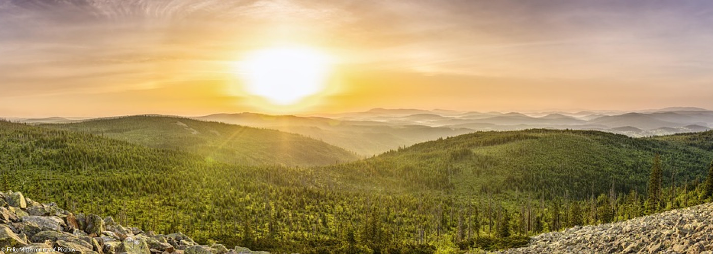 Foto vom Lusen gen Sonnenuntergang
