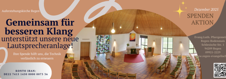 Spendenaufruf mit Innenaufnahme Auferstehungskirche