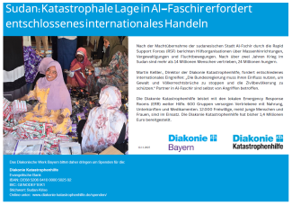 Informationen über Katastrophenhilfe im Sudan mit Bild auf dem sudanesische Frauen zu sehen sind, die sich über Spenden freuen