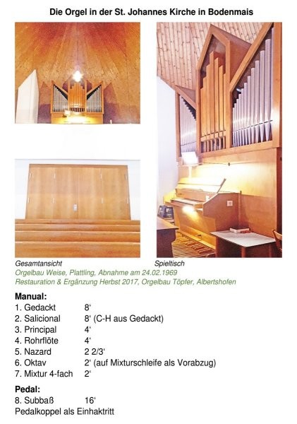 Orgel der Johanneskirche Bodenmais