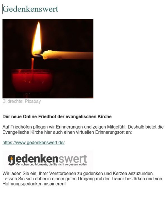 Zum Online Gedenken an unsere Liebsten