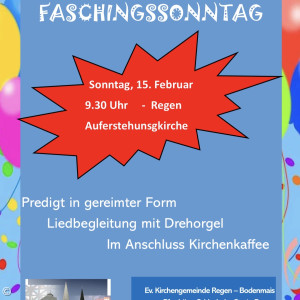 Einladung Faschingsgottesdienst am 15.3.